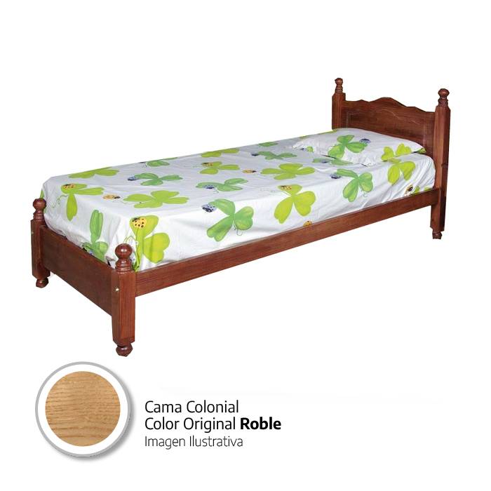 Cama Madera Barulich Colonial 1Plaza 264 Roble