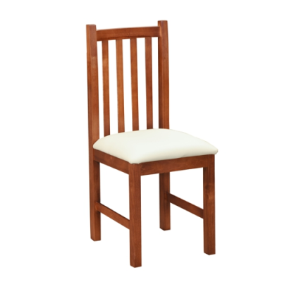 Silla De Madera Oriental Con Asiento Tapizado Blanco.