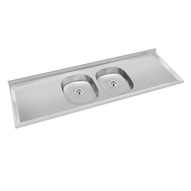 Mesada Delos. Doble Bacha Central De Acero 430.
