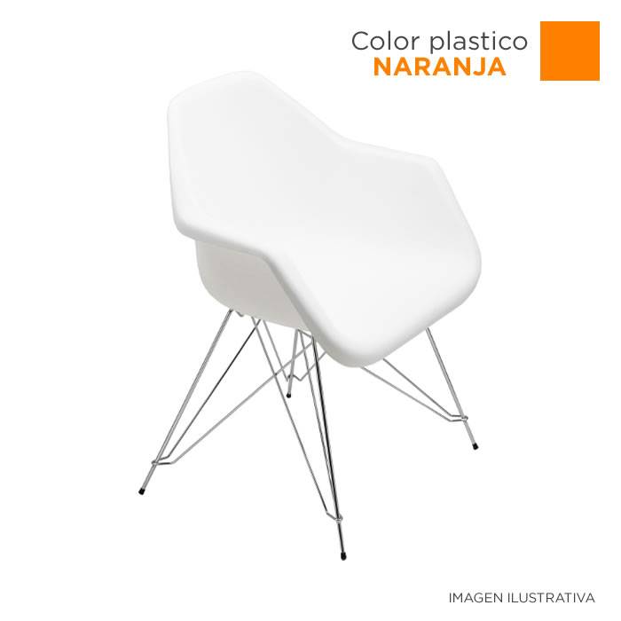Sillon Caño Ada Mobili Robin Asiento/Plastico Naranja C/Cromado