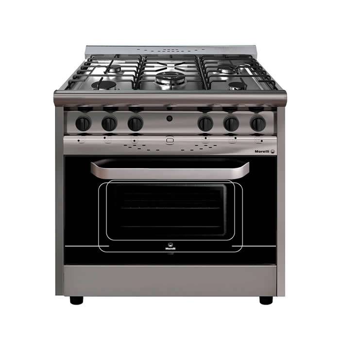 Cocina Morelli Forza 900 5H Puerta De Vidrio/Inoxidable