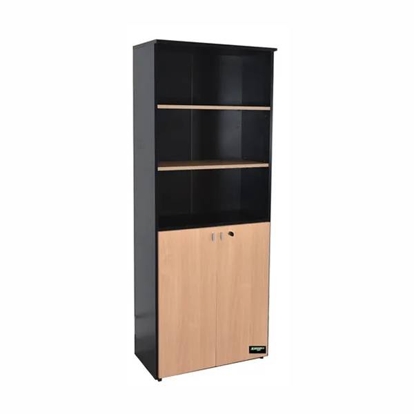 Biblioteca Platinum  Puertas Bajas  Mod. 530 0.75 X 1.88 X 0.35 Color Haya/Negro  2 Ptas