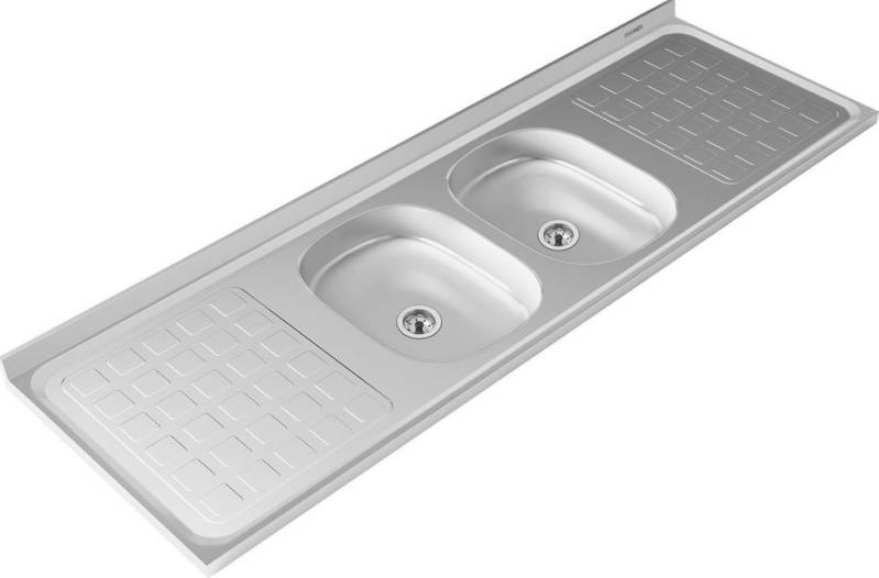 Mesada Delos 1.60 Bacha Doble Central Inox