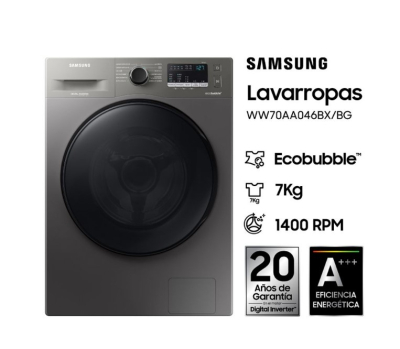 Lavarropa Samsung  Saww70Aa46Bx C/Fron 7 Kg 1400Rpm Silver Inverter