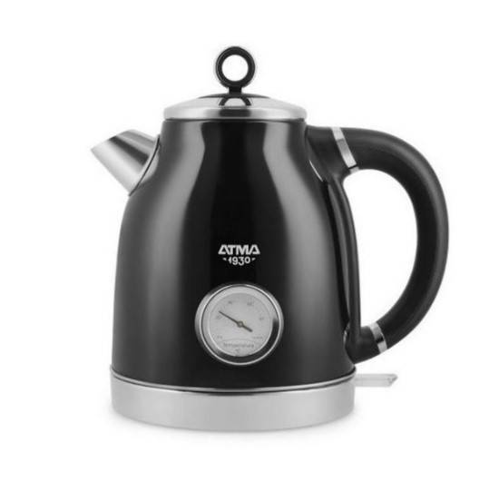 Pava Electrica Atma Peat21Vbp 1.7Lts Reloj Termometro Controlador De Temp. Vintage Color Negra