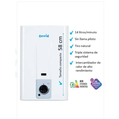 Calefon Escorial 14 Litros Gn Cod. Ce-14Lbn Color Blanco