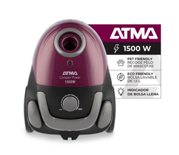 Aspirad Atma As8933Pi 1500W C/Bolsa 1.5L/Reg.pot.