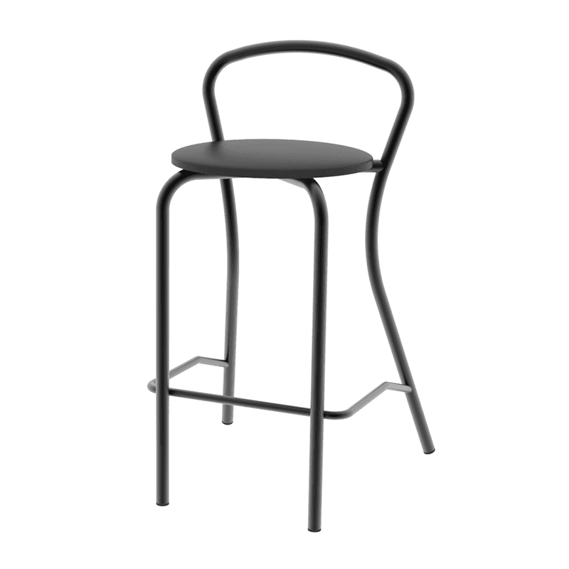Banqueta Caño Dielfe L. Milano Tapizada C. Negro