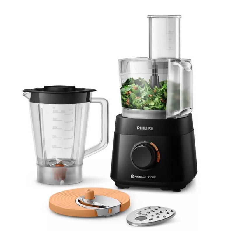 Procesad Philips Hr7301/90 Con Jarra Licuadora 2Vel 750W 4 Accesorios Color Negro