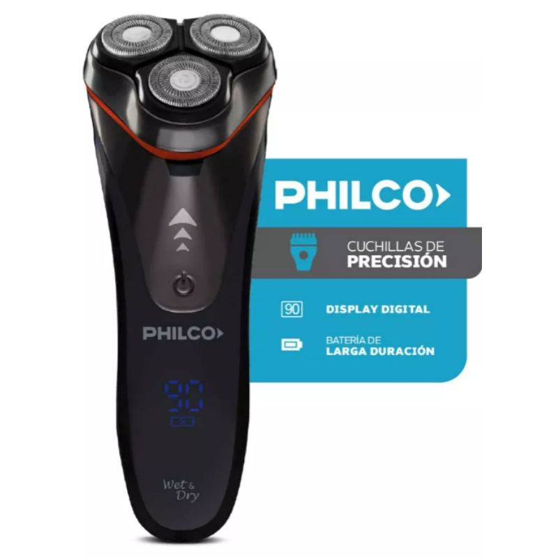 Afeitadora Philco Ae5205Pp Lithium Plus Cabezales Flotantes/Recargable/Corta Patillas/Wet & Dry