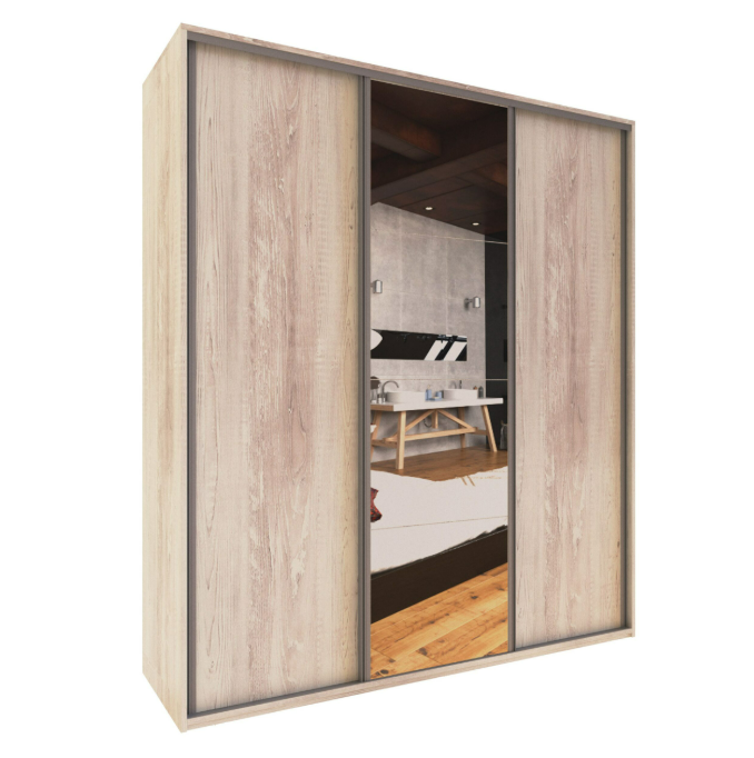 Placard Delos 3P Corred. Dle363Rnn 183X210X58 C/Espejos Color Roble Neb. Nat.