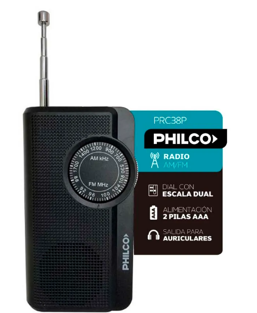 Radio Philco Prc38P Portatil Am/Fm/A Pilas