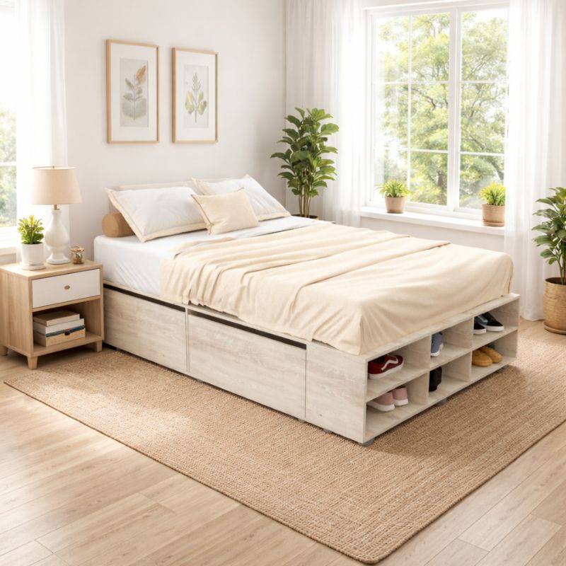 Sommier Delos Box Con Cajones Mod. Dld07 2 Plazas Color Pc Pino Cas