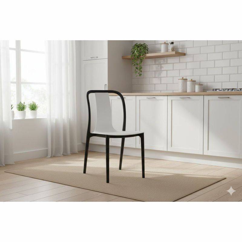 Silla Barulich Polipropileno  Mod. Olivia Negro /Asi.  Blanco