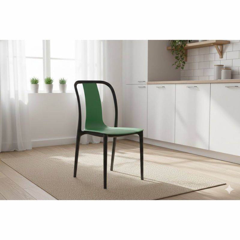 Silla Barulich Polipropileno Mod. Olivia Negro /Asi. Verde