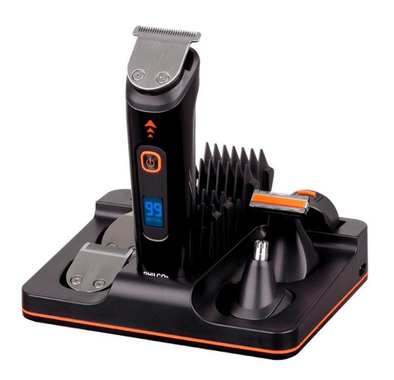 Cortabarba Philco Cb8975Pp Grooming Kit 5 Cabezales Intercambiables/Base Organizadora