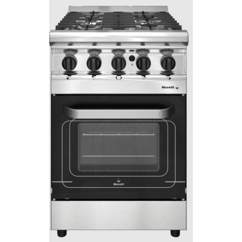 Cocina Morelli Forza 600 18027-P 4H Pta.vidrio 600X620 Inox C/Enc. Elect.