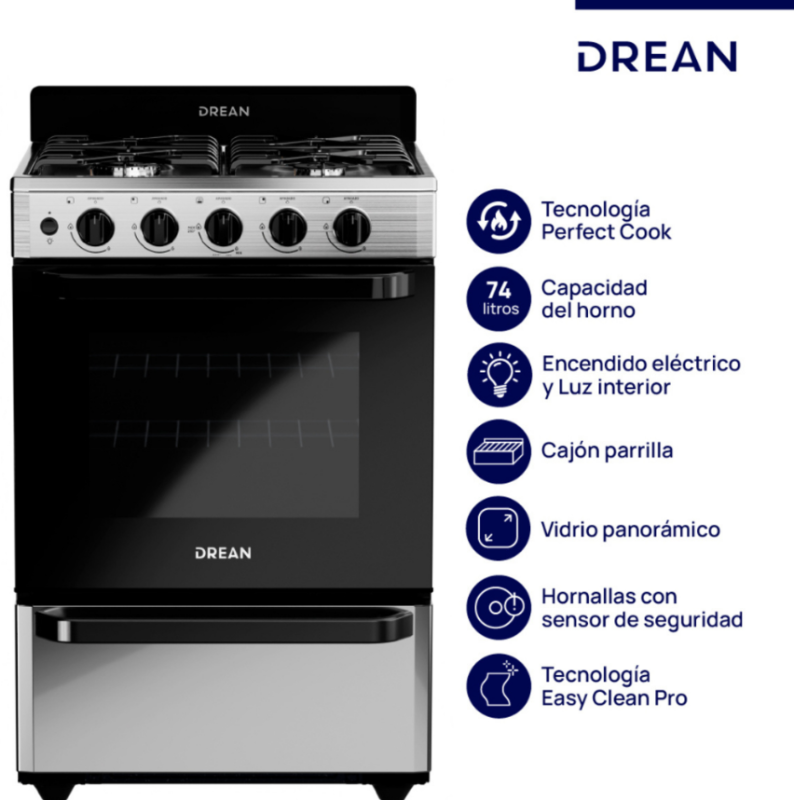 Cocina Drean  Cd5603Ai0 Inox  C/Valv. Seg