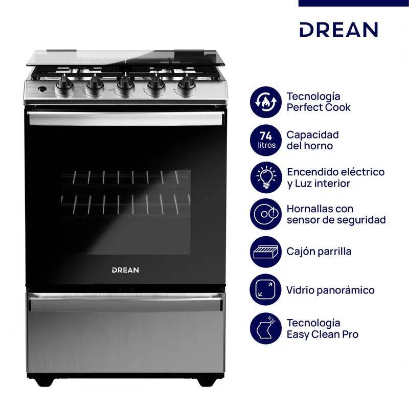 Cocina Drean  Cd5614Ai0 Inox  C/Valv. Seg