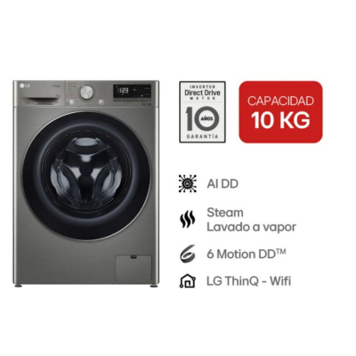 Lavarropa Lg Wm10Vvc4S6 10Kg 1400Rpm Inverter C/Frontal Silver