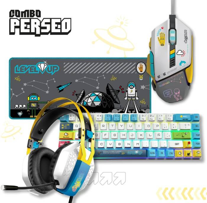 Kit Gamer Level Up Perseo Full 4 En 1 Auric+Teclado+Mouse+Mouse Pad