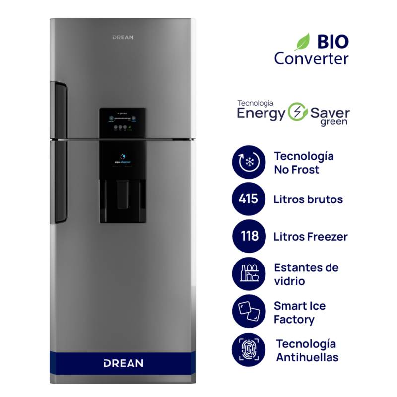 Hel Drean Rdp410Zrt 410 Lts  C/Freezer No Frost / C/Dispenser / Gris