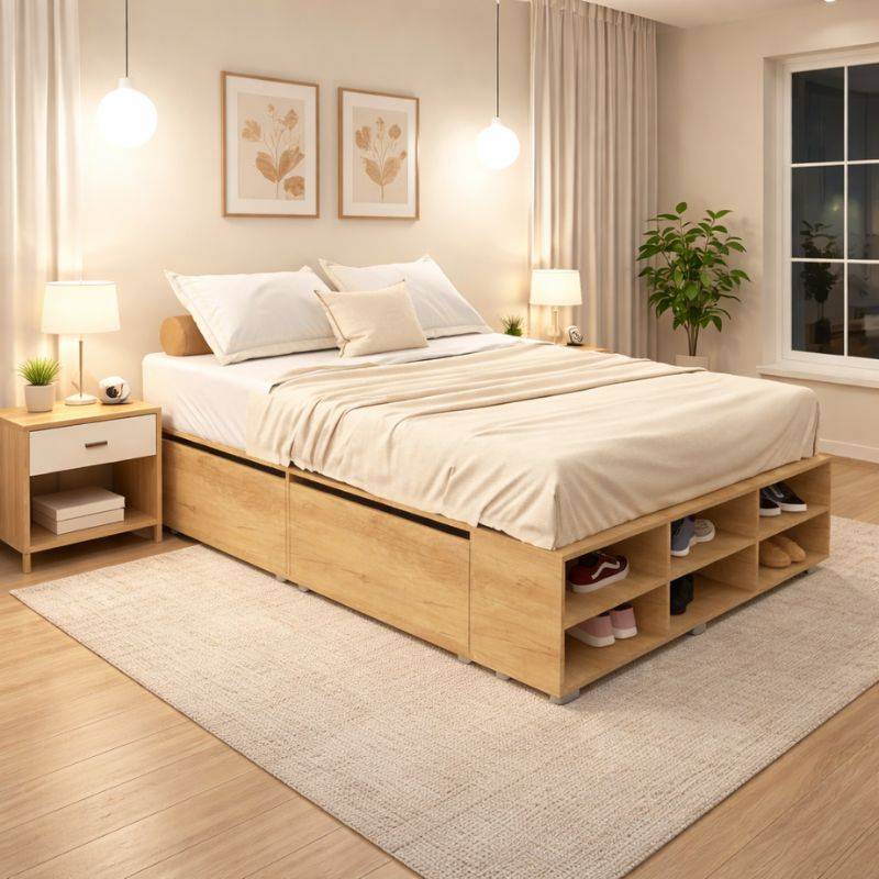 Sommier Delos Box Con Cajones Mod. Dld07 2 Plazas Color 1Rkn