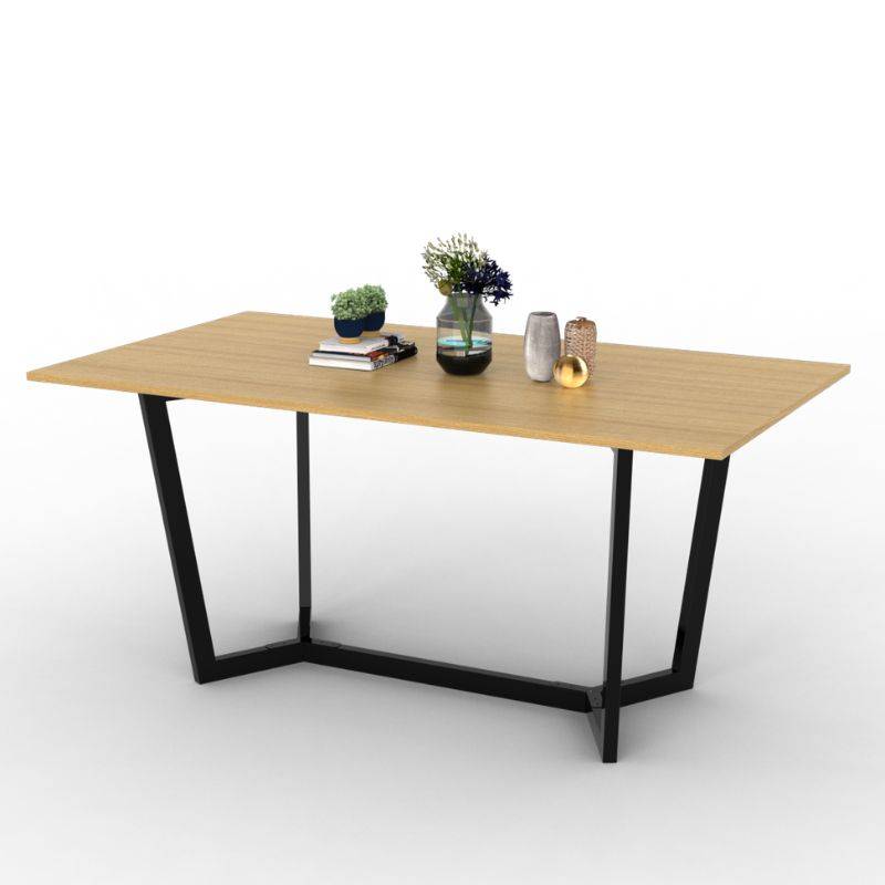 Mesa Caño Dielfe Mmt 160 1.60 X 0.76 Caño Negro Tapa Roble