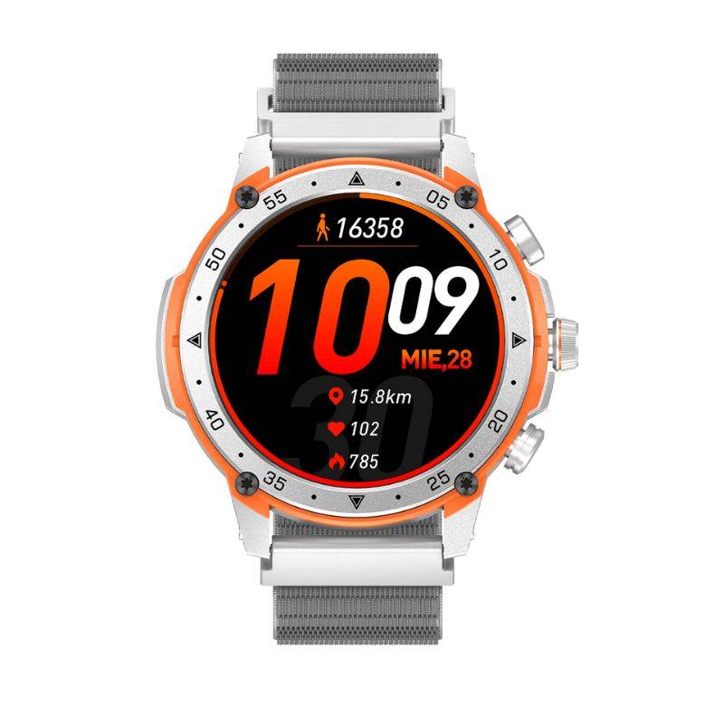 Reloj X-View Quantum Q9S Silver/Orange Smart Watch Display 1.39 Tft 360X360 Px