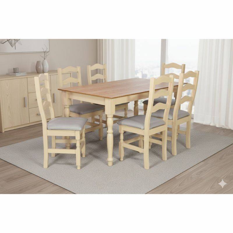 Jgo Com Mad Barulich Modelo N213  Mesa + 6 Sillas Color Arena