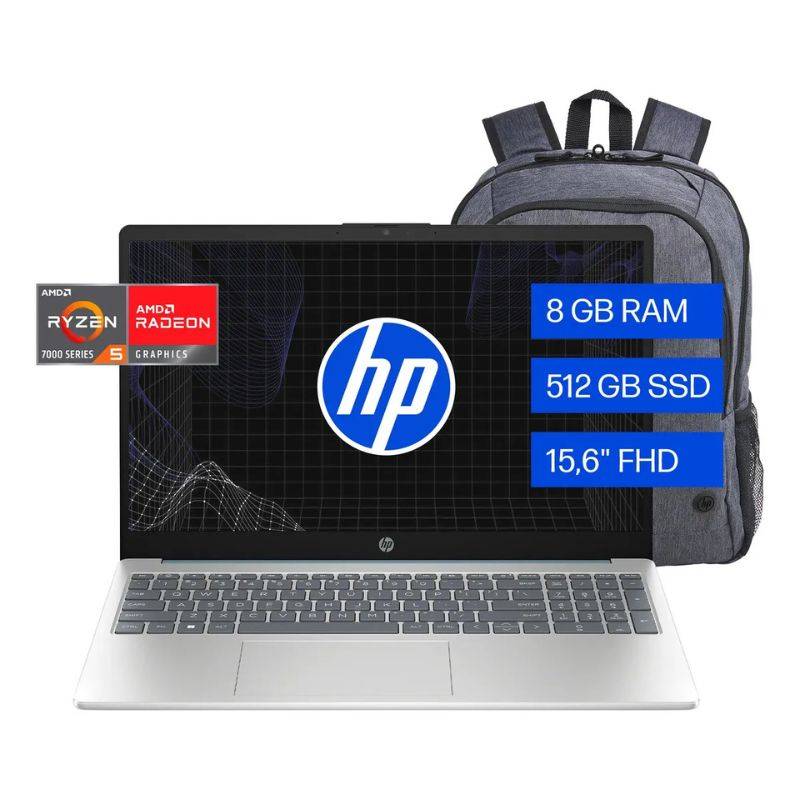 Notebook Hp 15-Fc0251La R5 8Gb/512 Ssd/Wifi/15/W11 B9Tp2La Con Mochila Prelude Cvn