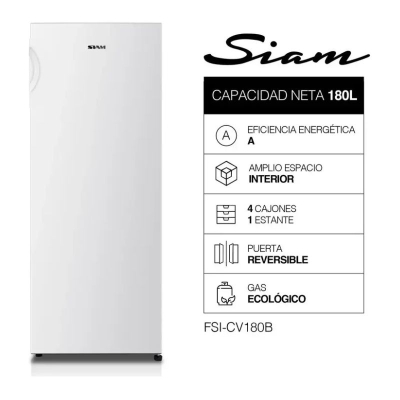Freezer Siam Fsi-Cv180B 166 Lts Vertical Blanco