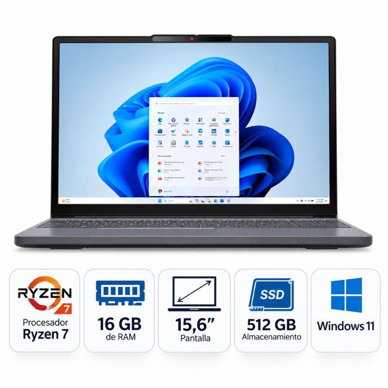 Notebook Lenovo Ideapad Slim 3 15Arp10 R7 7735Hs 16Gb/512 Ssd/Wifi/15.3Wuxga/W11H (83K700Bdar) Jkb